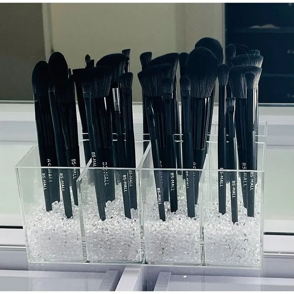 Bs-Mall 18 Pcs Black Premium Synthetic Makeup Brush Set With black Case